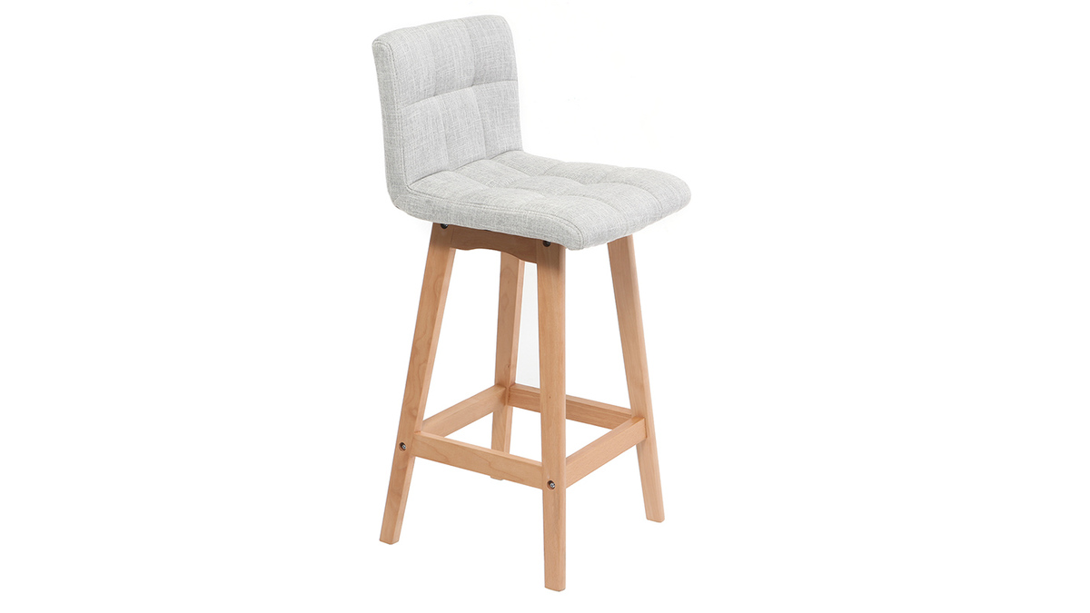 Design-Barhocker Holz und Perlgrau 65 cm 2 Stck. KLARIS