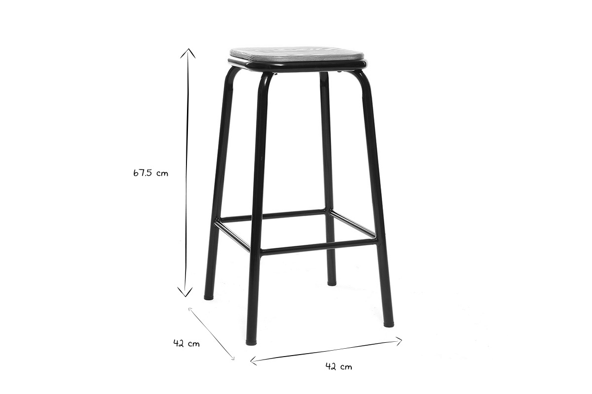 Design-Barhocker Holz und Schwarz 65 cm 2 Stck MEMPHIS