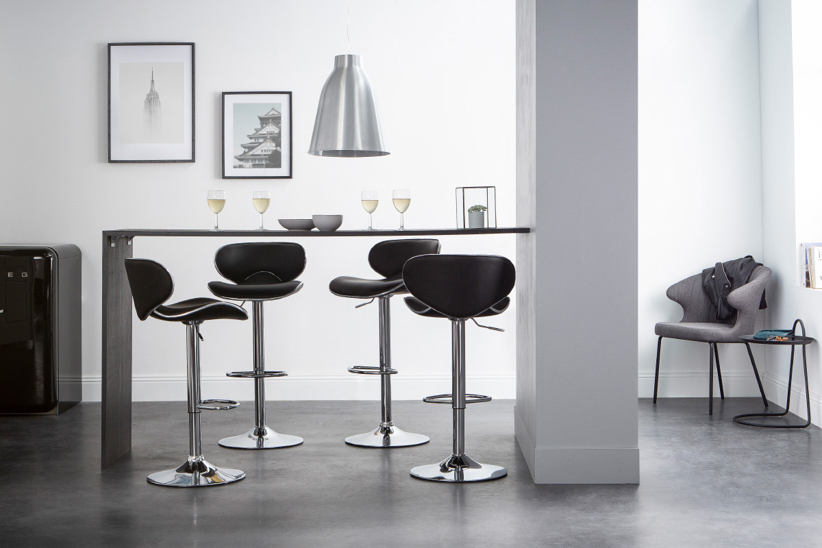 Design-Barhocker in Schwarz (2er-Set) PEGASE