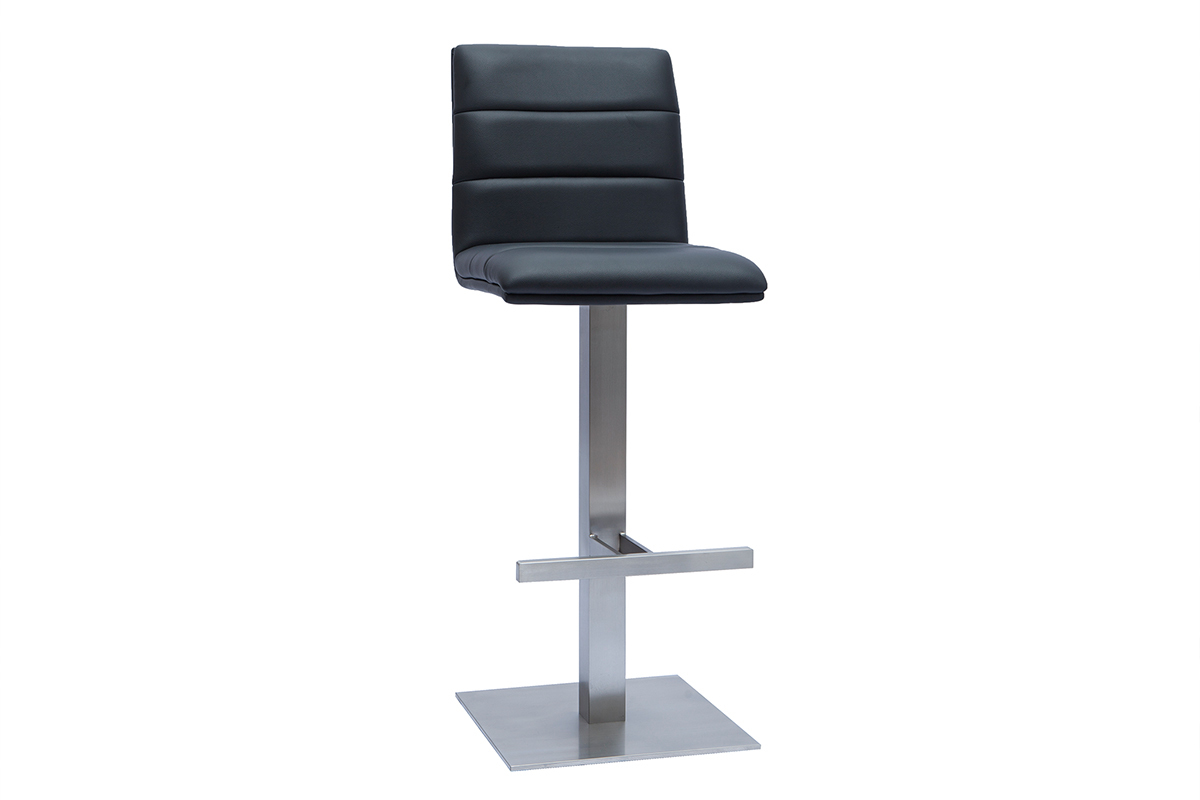 Design-Barhocker in Schwarz und gebrstetem Edelstahl NENY