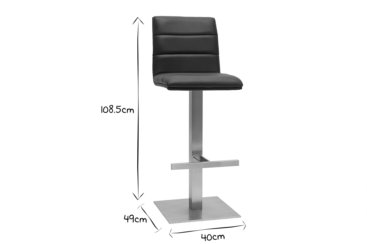 Design-Barhocker in Schwarz und gebrstetem Edelstahl NENY