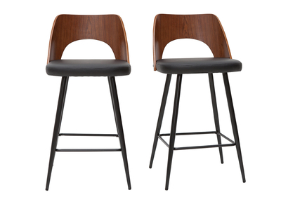 Design-Barhocker in Schwarz und Walnuss H66,5 cm (2er Set) FALCOM