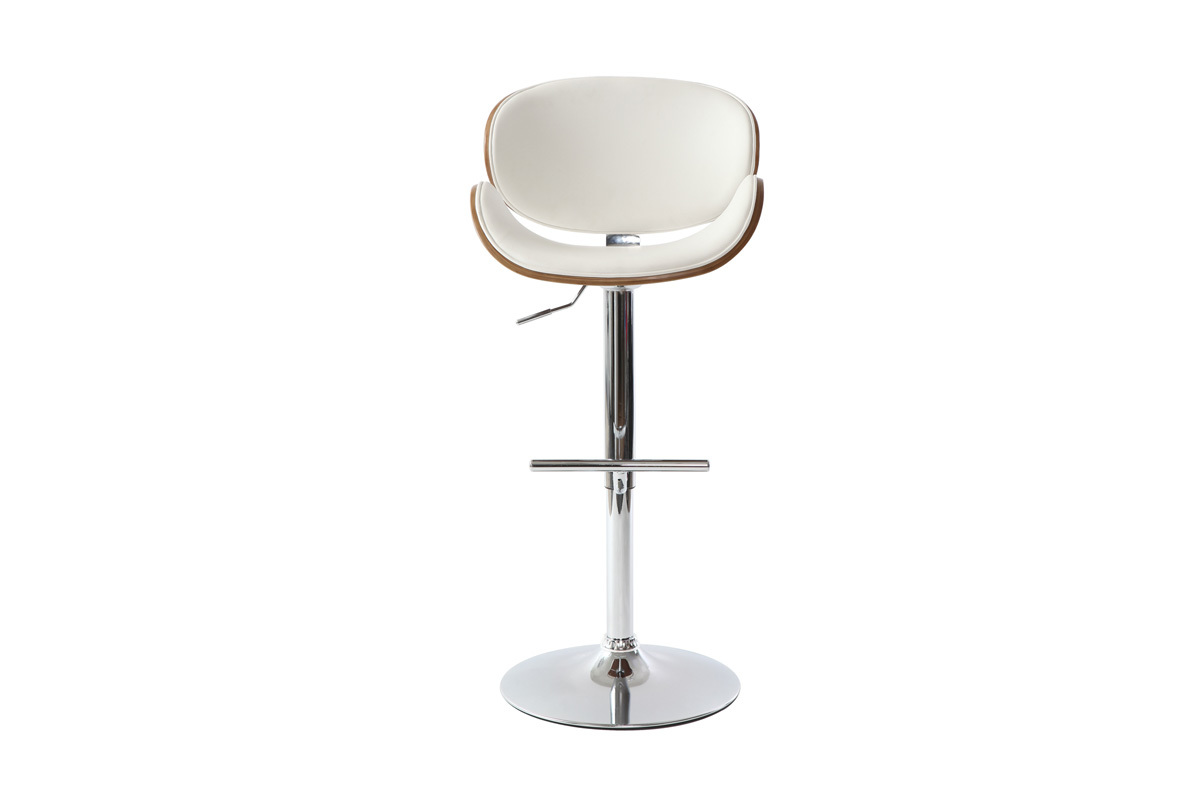 Design-Barhocker in Wei� und dunklem Holz WALNUT