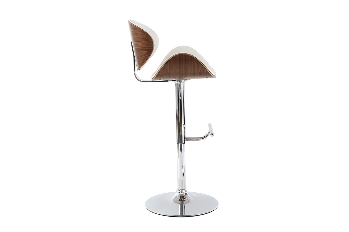 Design-Barhocker in Wei� und dunklem Holz WALNUT