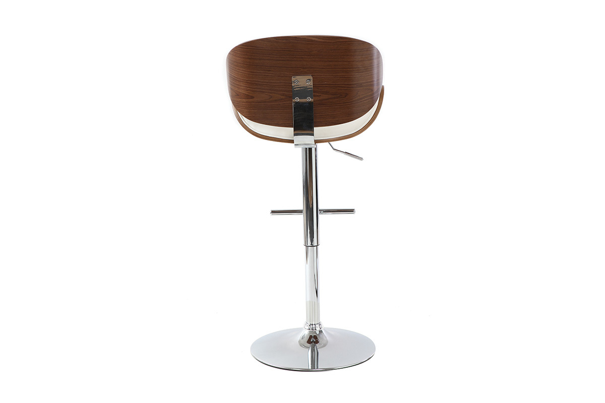 Design-Barhocker in Wei� und dunklem Holz WALNUT