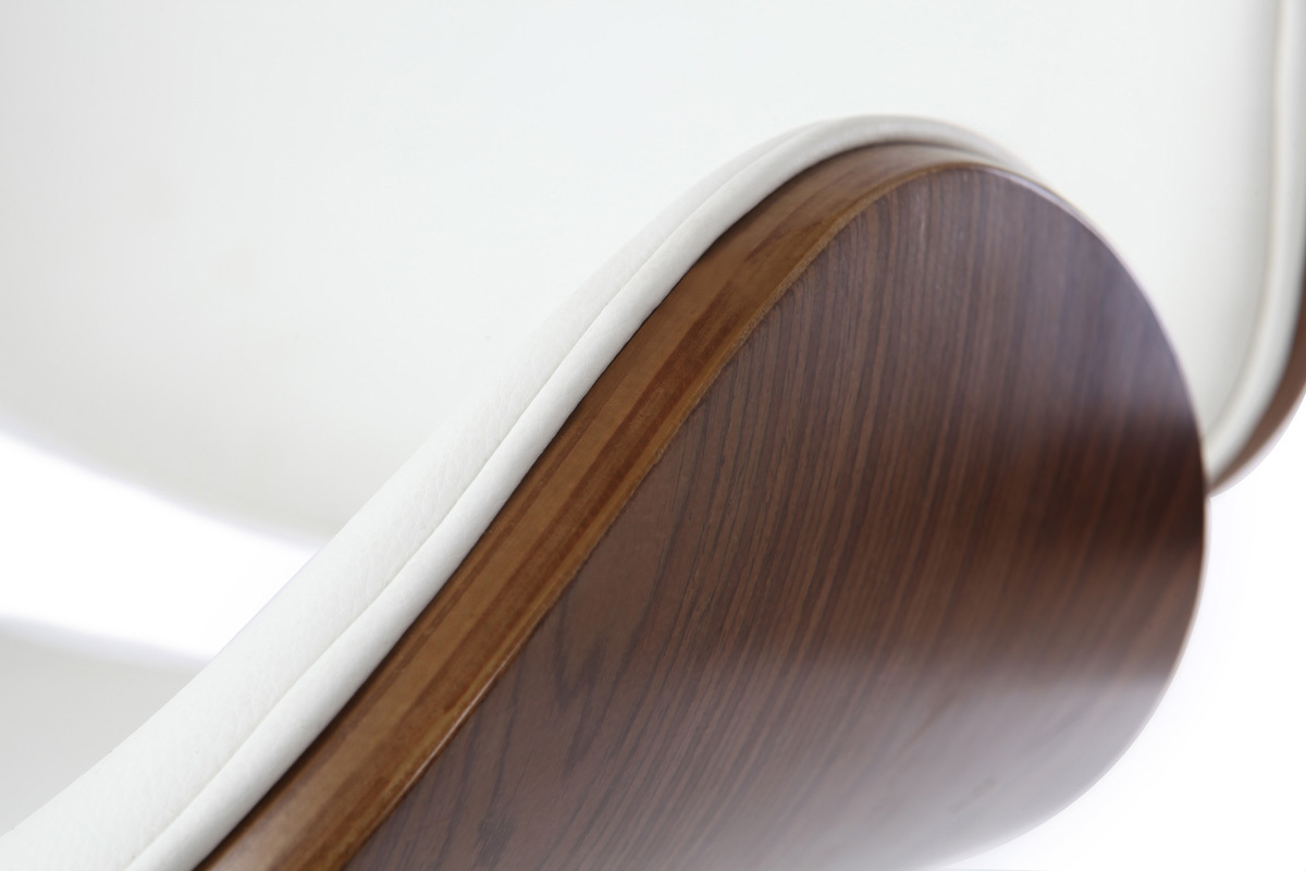 Design-Barhocker in Wei� und dunklem Holz WALNUT