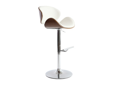 Design-Barhocker in Wei&szlig; und dunklem Holz WALNUT