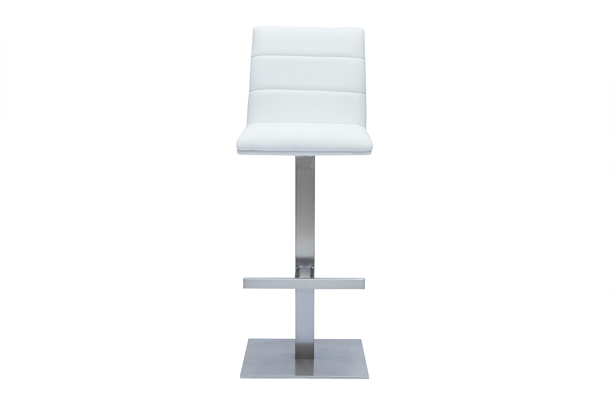 Design-Barhocker in Wei und gebrstetem Edelstahl NENY