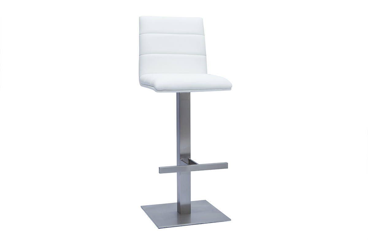 Design-Barhocker in Wei und gebrstetem Edelstahl NENY
