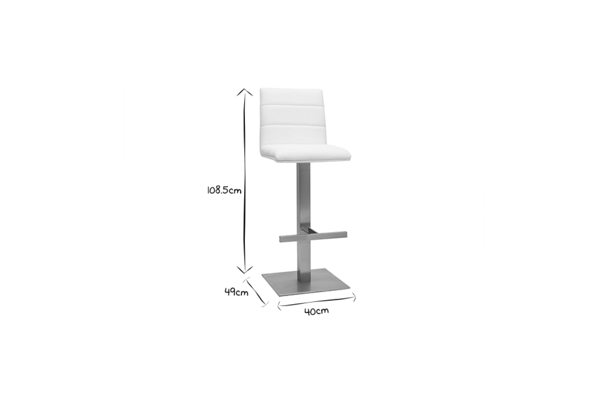 Design-Barhocker in Wei und gebrstetem Edelstahl NENY