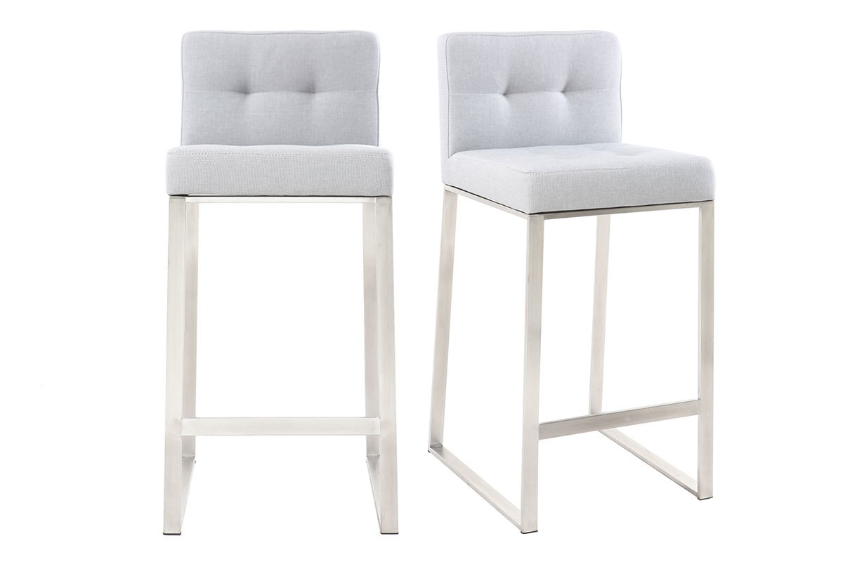 Design-Barhocker Metall und Stoff Hellgrau 66 cm HALEY