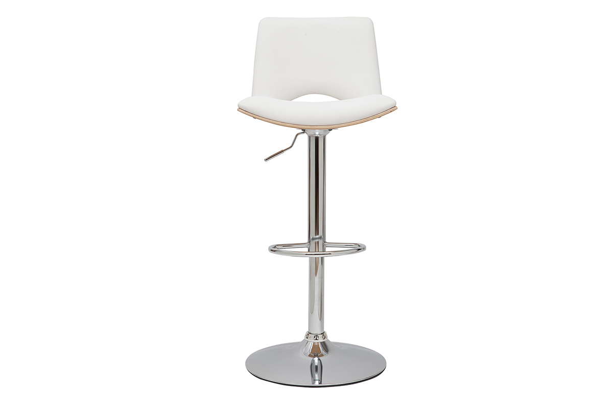 Design-Barhocker PANAChhenverstellbar wei und helles Holz