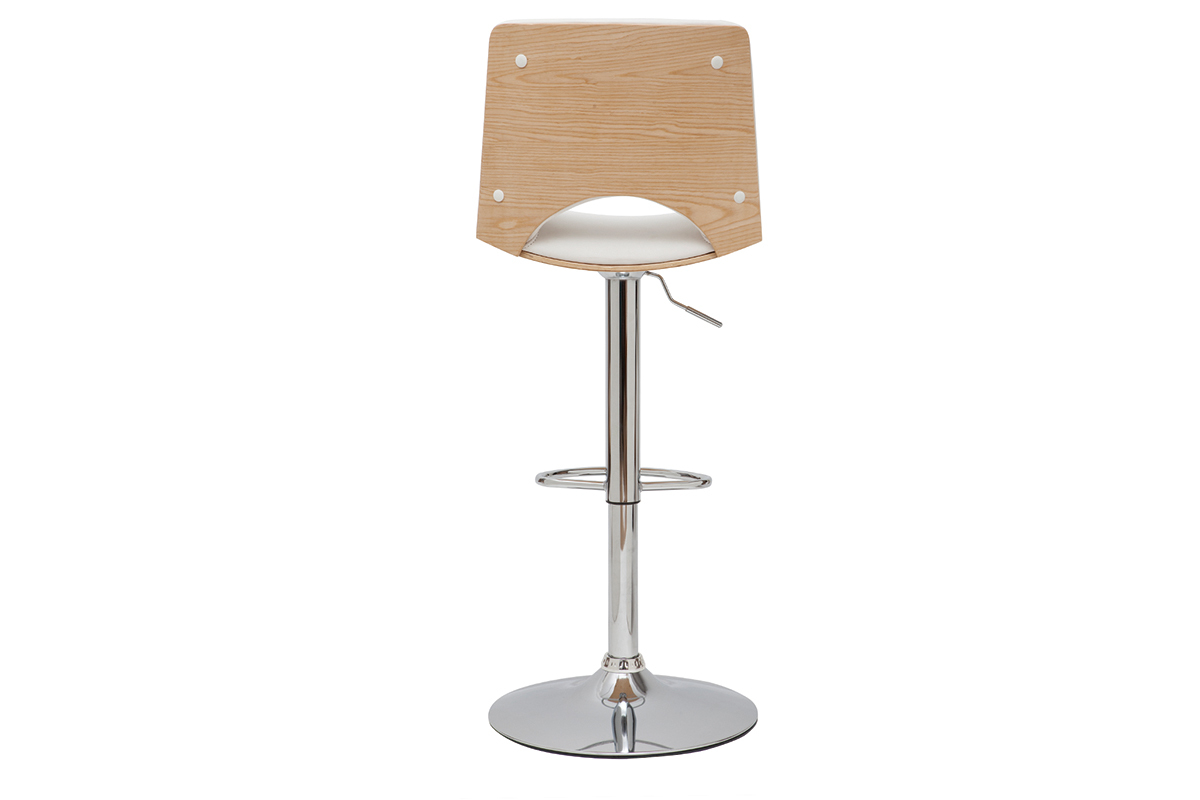 Design-Barhocker PANAChhenverstellbar wei und helles Holz