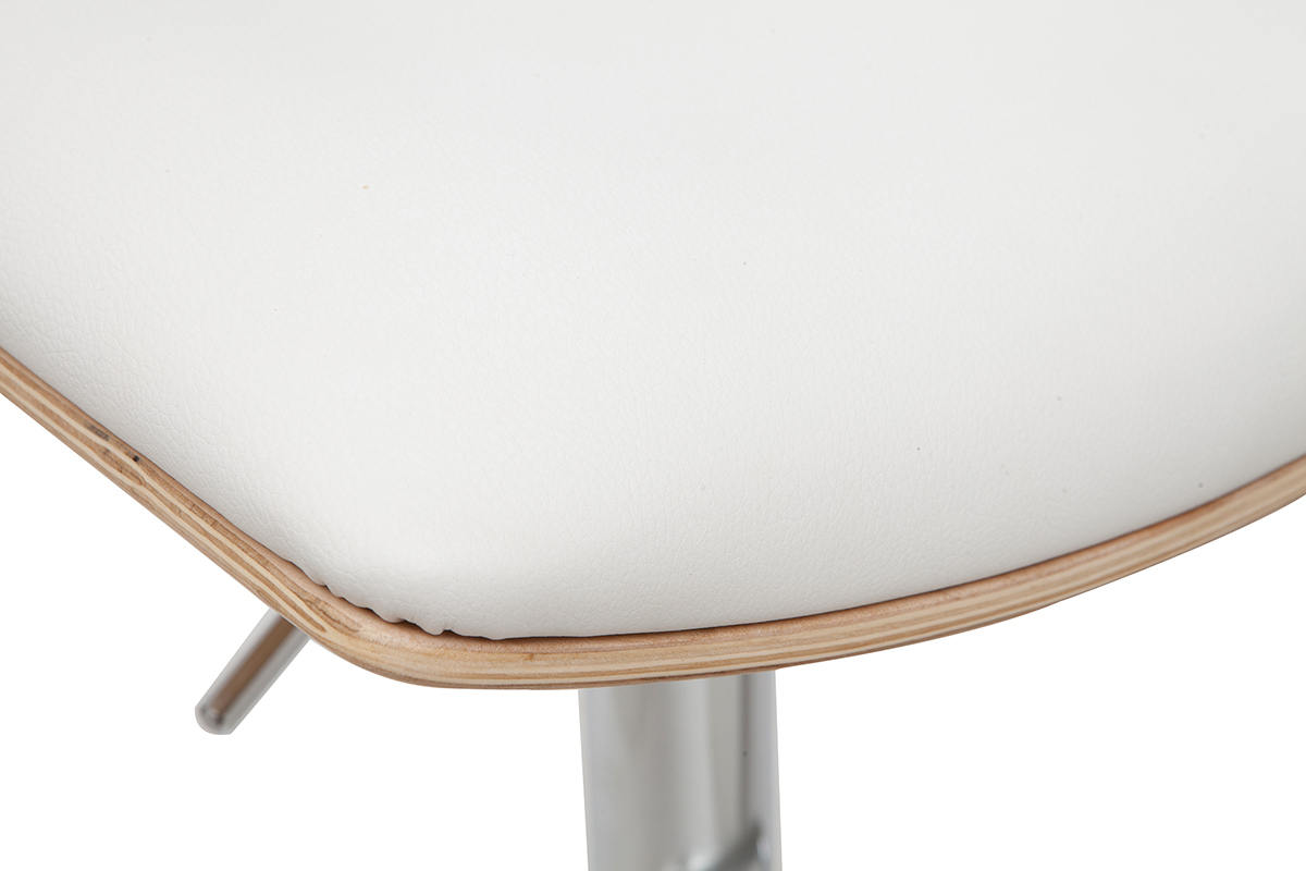 Design-Barhocker PANAChhenverstellbar wei und helles Holz