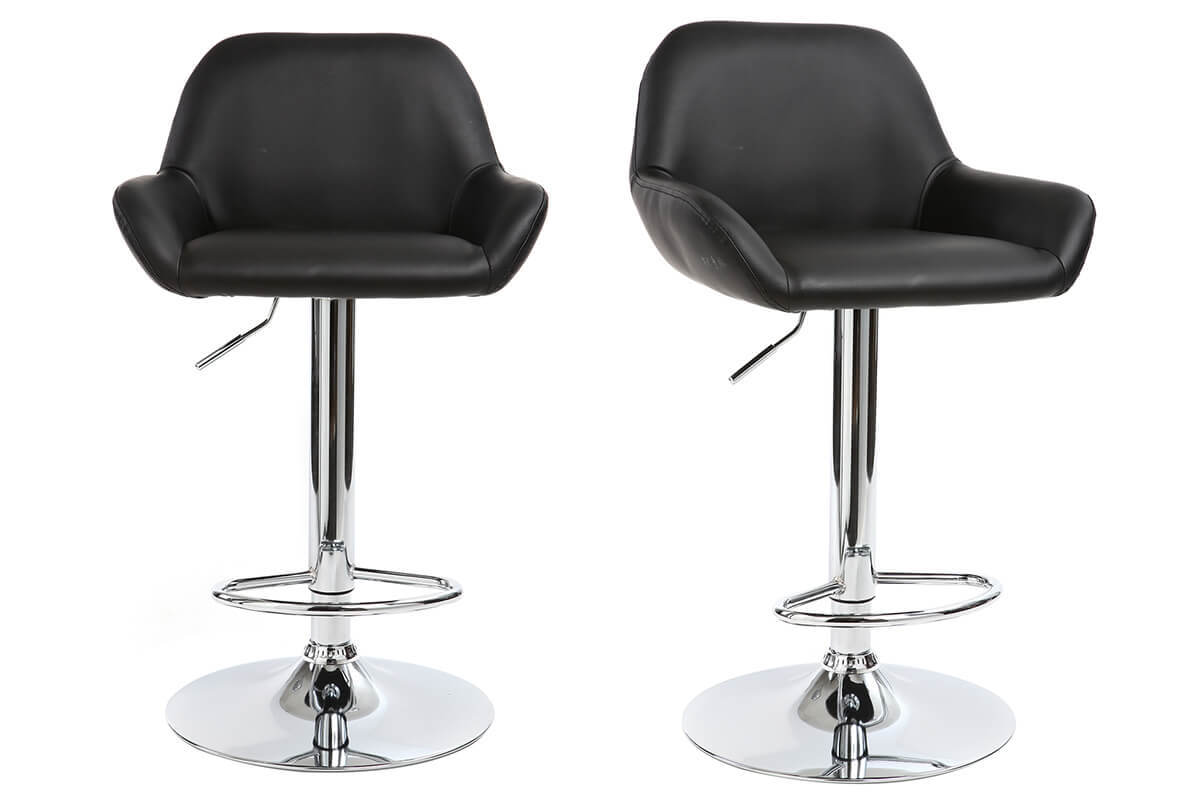 Design-Barhocker Polyurethan Schwarz 2er-Set CYRUS