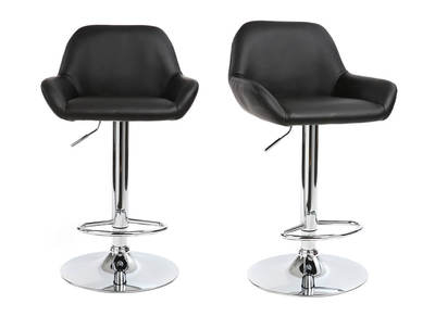 Design-Barhocker Polyurethan Schwarz 2er-Set CYRUS