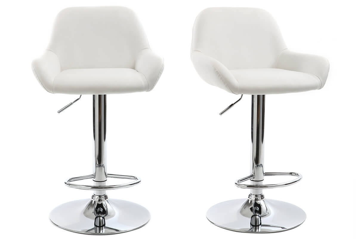 Design-Barhocker Polyurethan Wei 2er-Set CYRUS