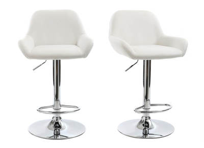 Design-Barhocker Polyurethan Wei&szlig; 2er-Set CYRUS