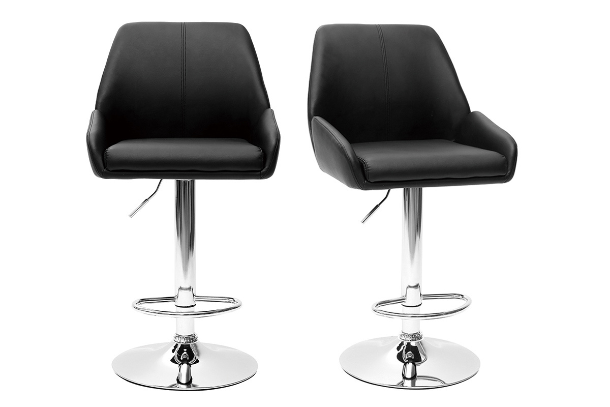 Design-Barhocker PU Schwarz 2er-Set ALEK
