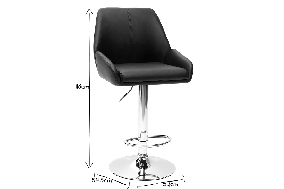 Design-Barhocker PU Schwarz 2er-Set ALEK