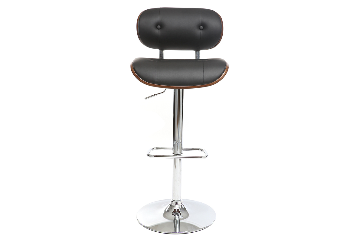 Design-Barhocker PU Schwarz und dunkles Holz MARTY