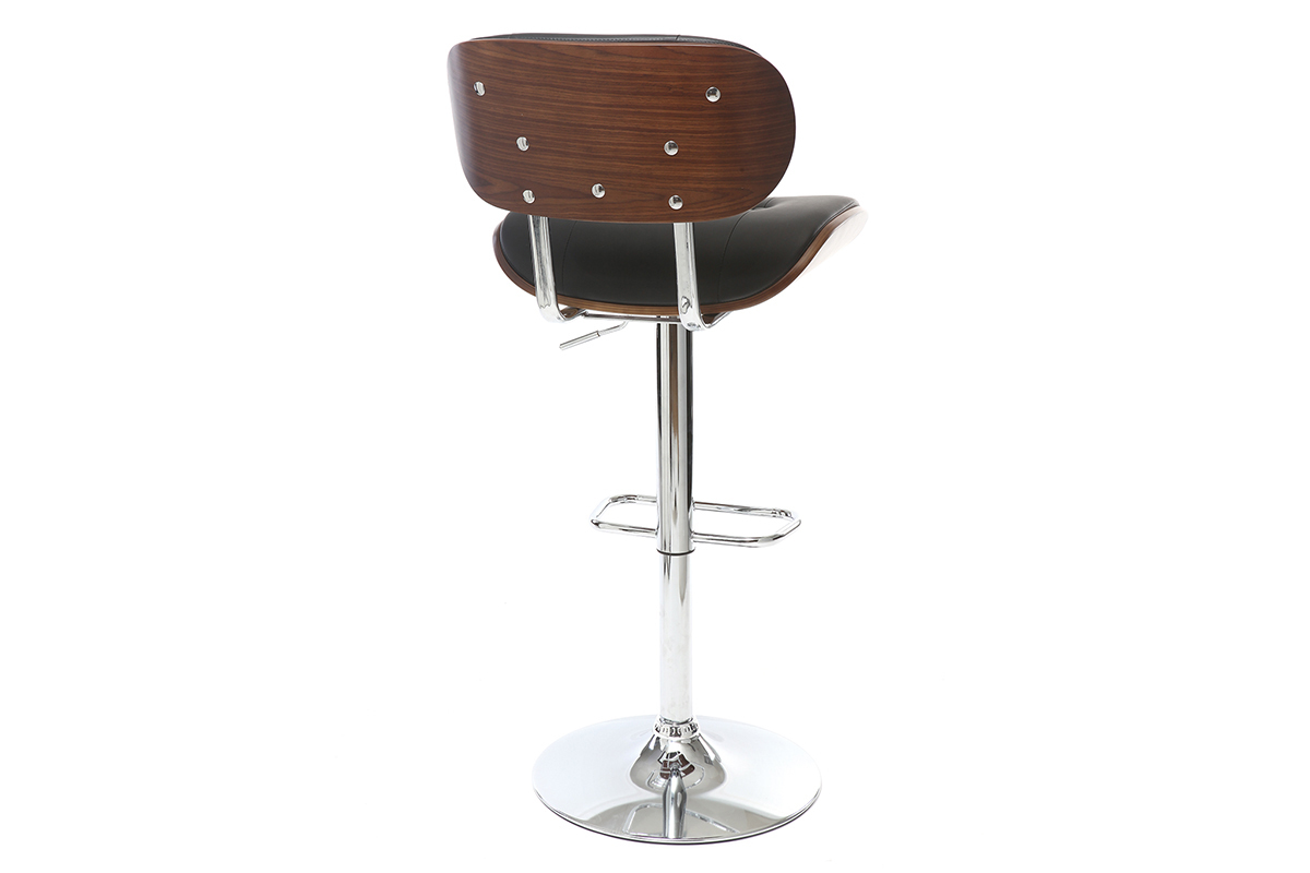 Design-Barhocker PU Schwarz und dunkles Holz MARTY