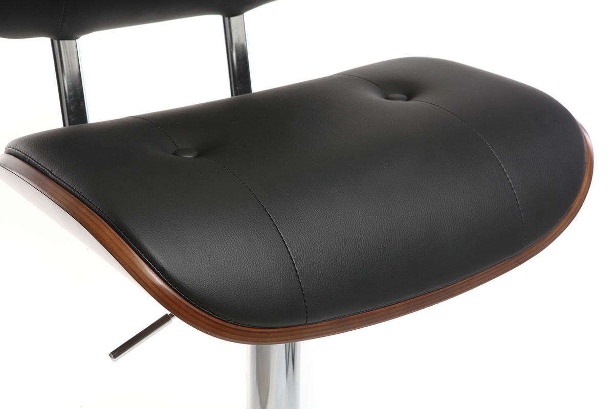 Design-Barhocker PU Schwarz und dunkles Holz MARTY