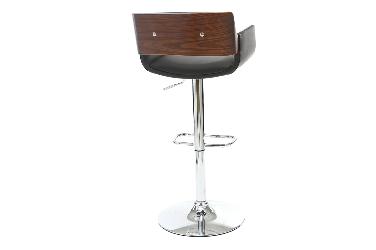 Design-Barhocker PU Schwarz und dunkles Holz RAY
