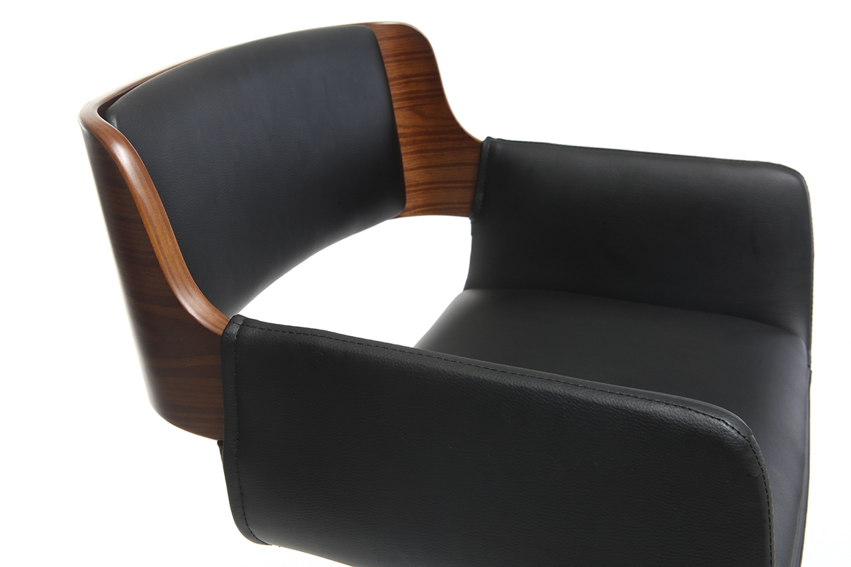 Design-Barhocker PU Schwarz und dunkles Holz RAY