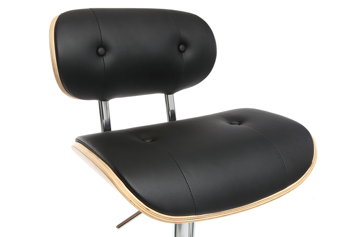 Design-Barhocker PU Schwarz und helles Holz MARTY