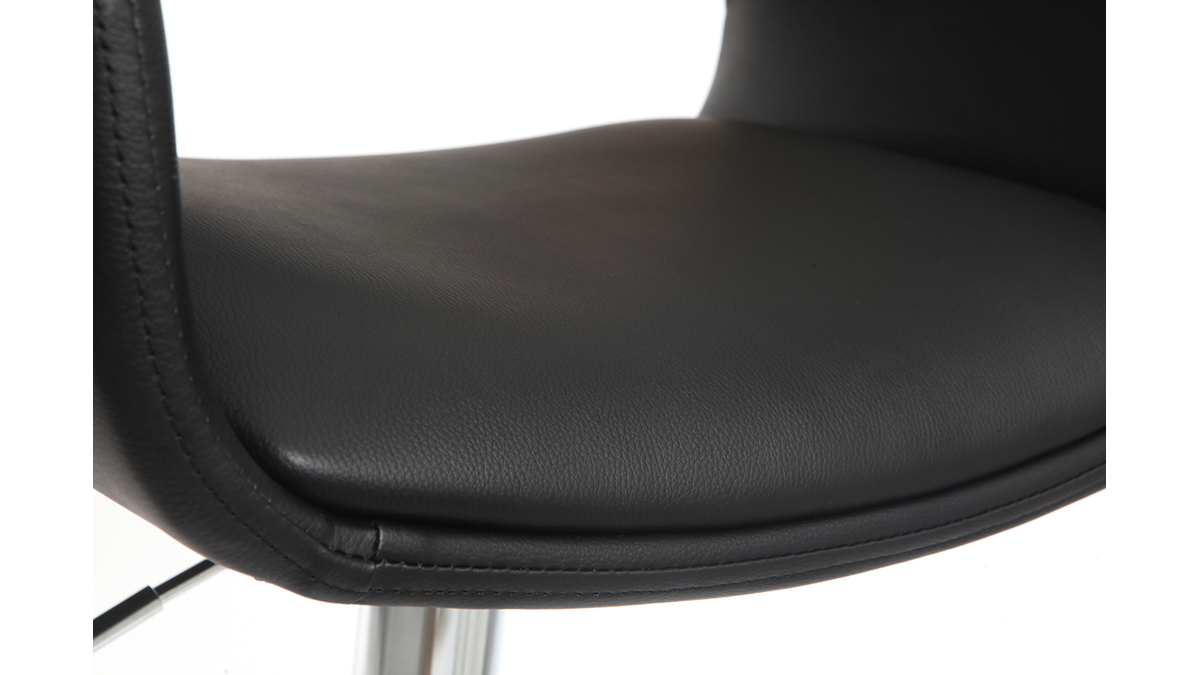Design-Barhocker PU Schwarz und helles Holz RAY