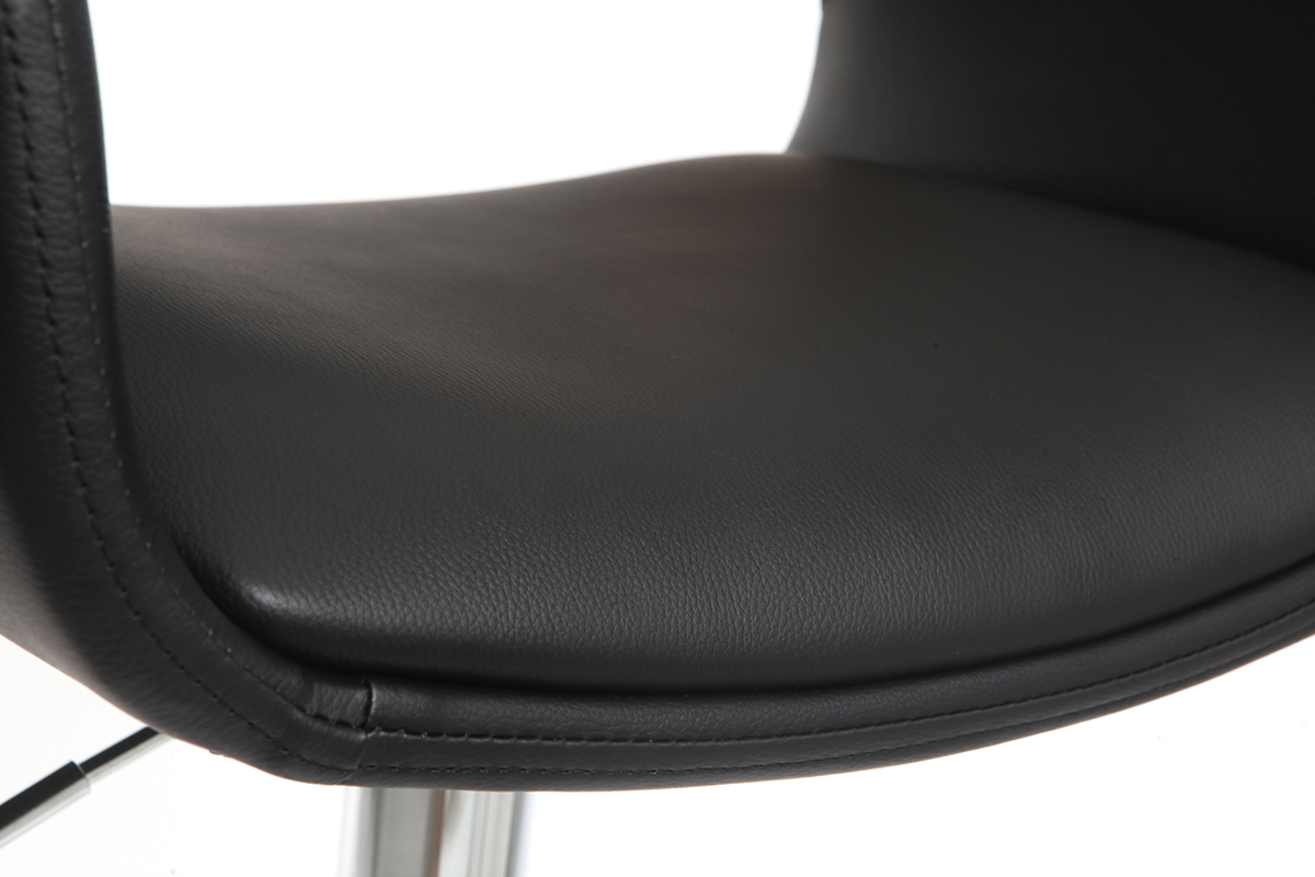 Design-Barhocker PU Schwarz und helles Holz RAY