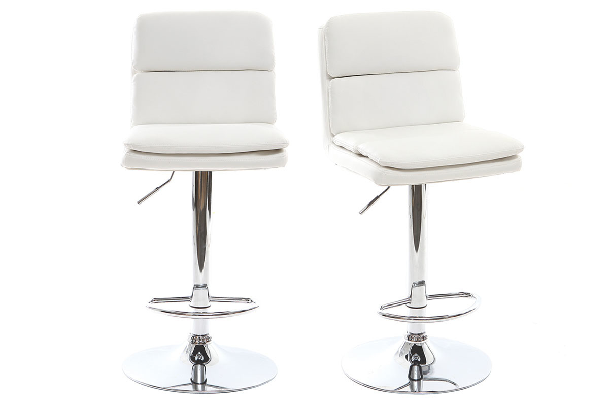 Design-Barhocker PU Wei 2er-Set CLARK