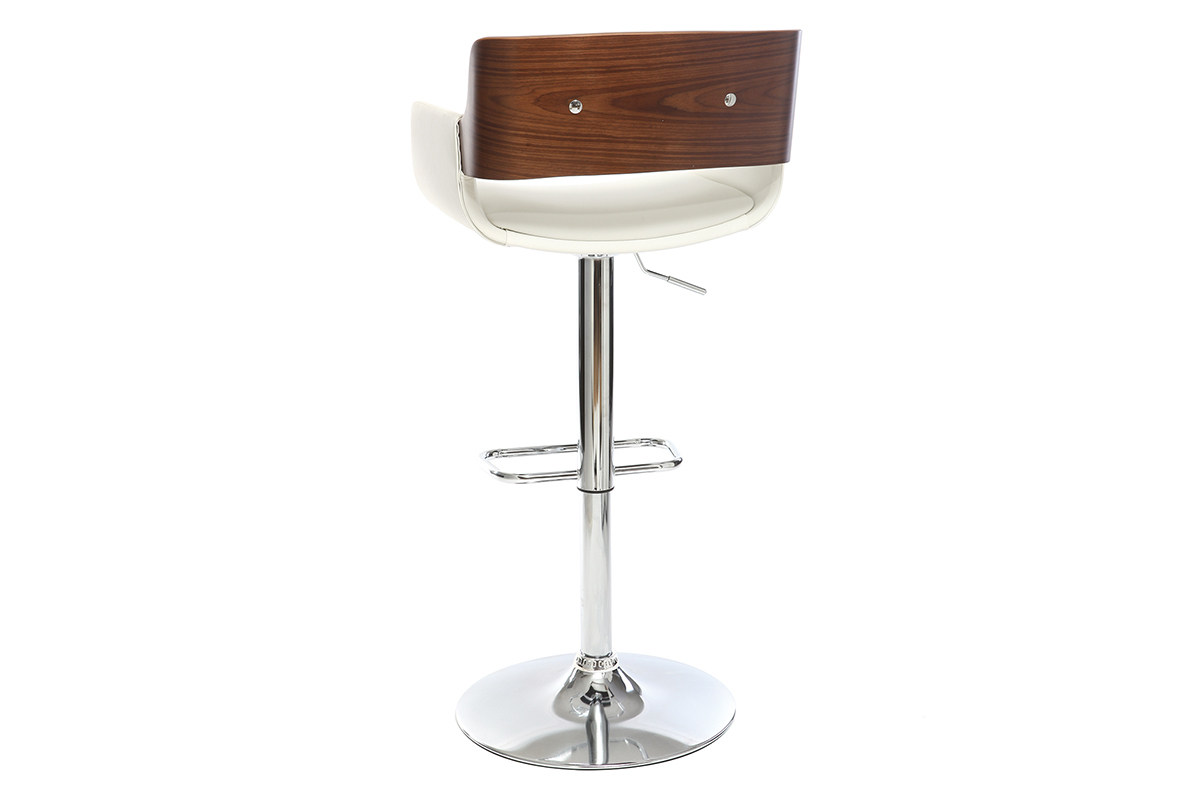 Design-Barhocker PU Wei und dunkles Holz RAY