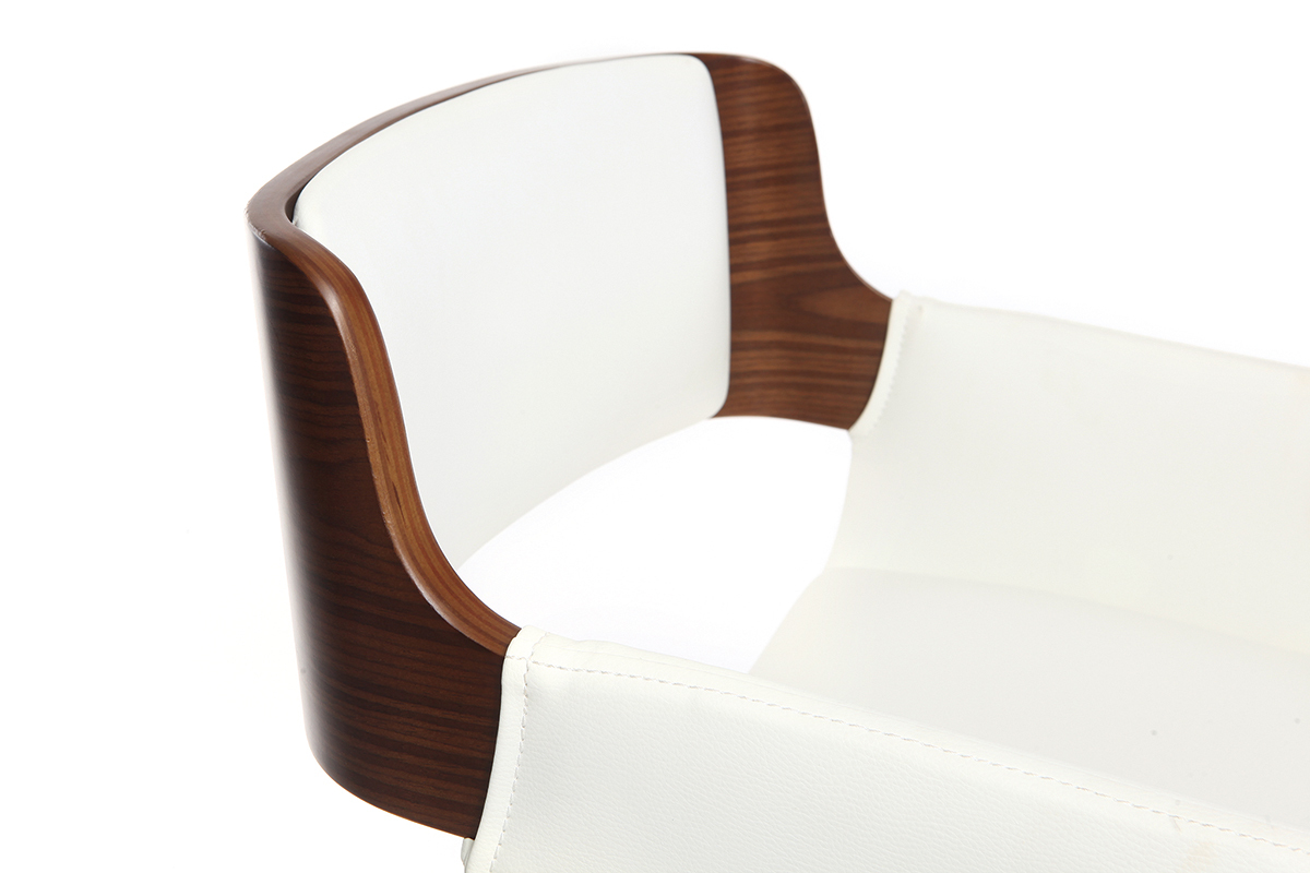 Design-Barhocker PU Wei und dunkles Holz RAY