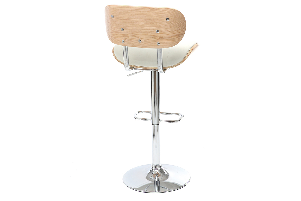 Design-Barhocker PU Wei und helles Holz MARTY