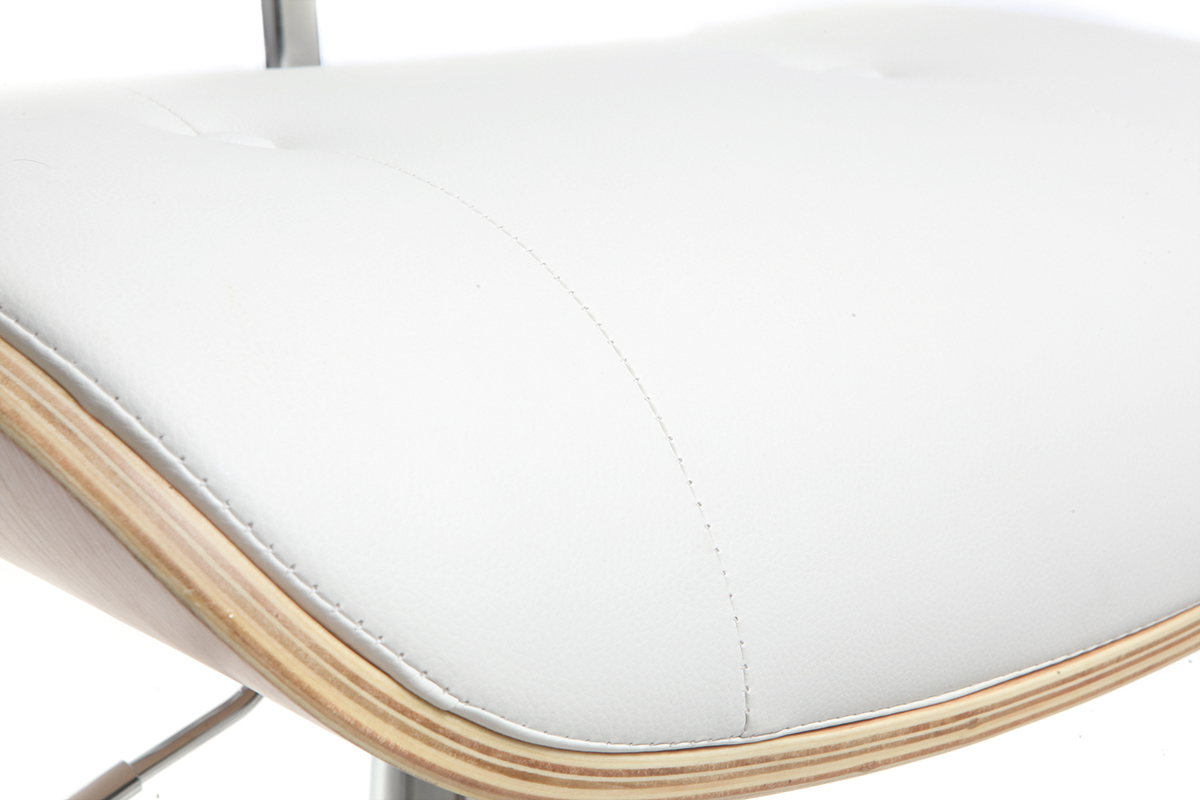 Design-Barhocker PU Wei und helles Holz MARTY
