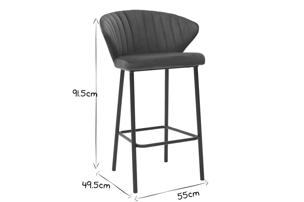 Design-Barhocker Samt Blau � 65 cm DALLY