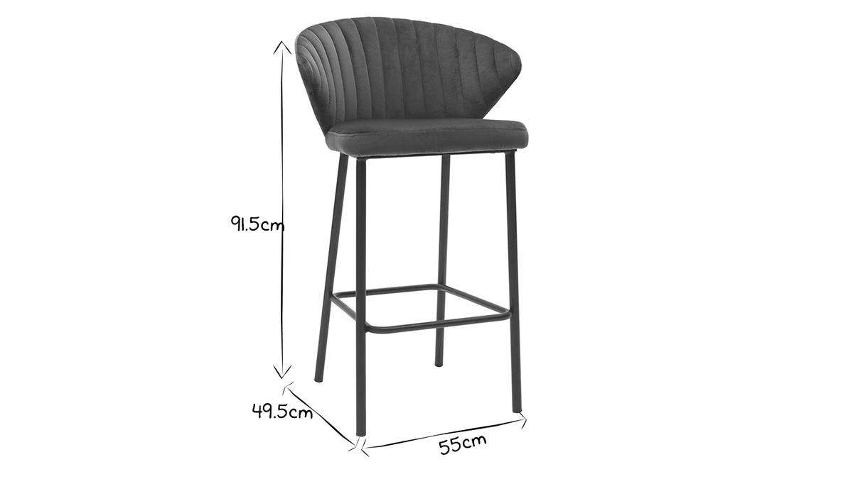 Design-Barhocker Samt Petrolblau  65 cm DALLY