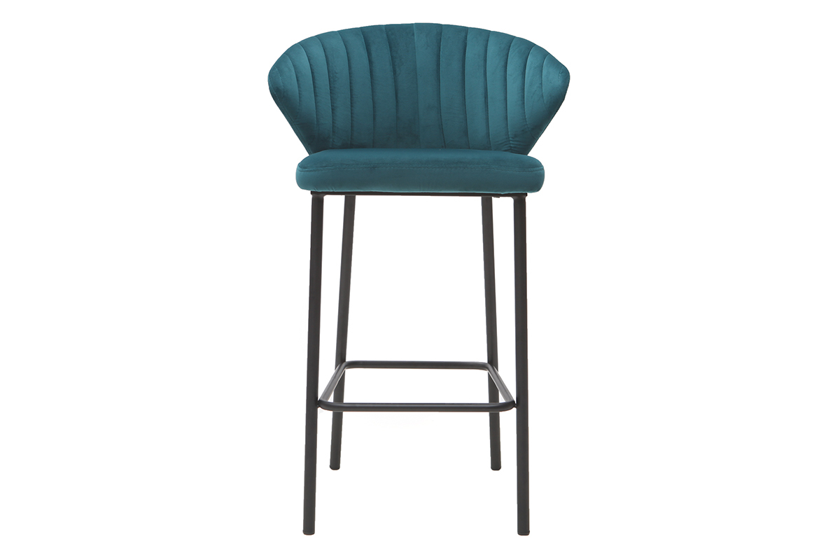 Design-Barhocker Samt Petrolblau  65 cm DALLY