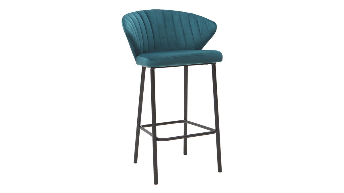 Design-Barhocker Samt Petrolblau  65 cm DALLY