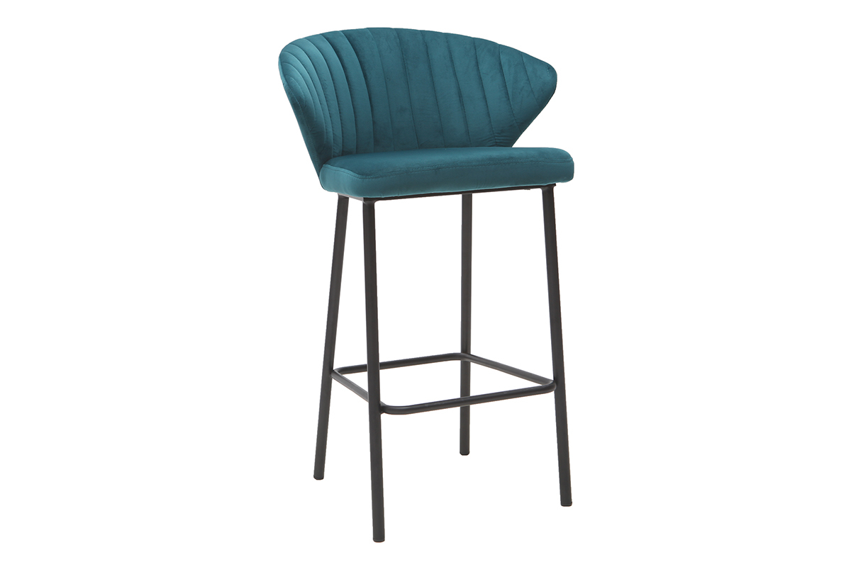 Design-Barhocker Samt Petrolblau  65 cm DALLY