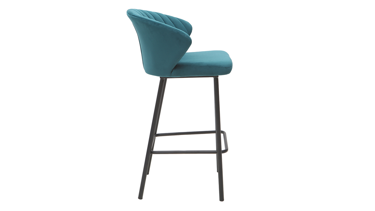 Design-Barhocker Samt Petrolblau  65 cm DALLY