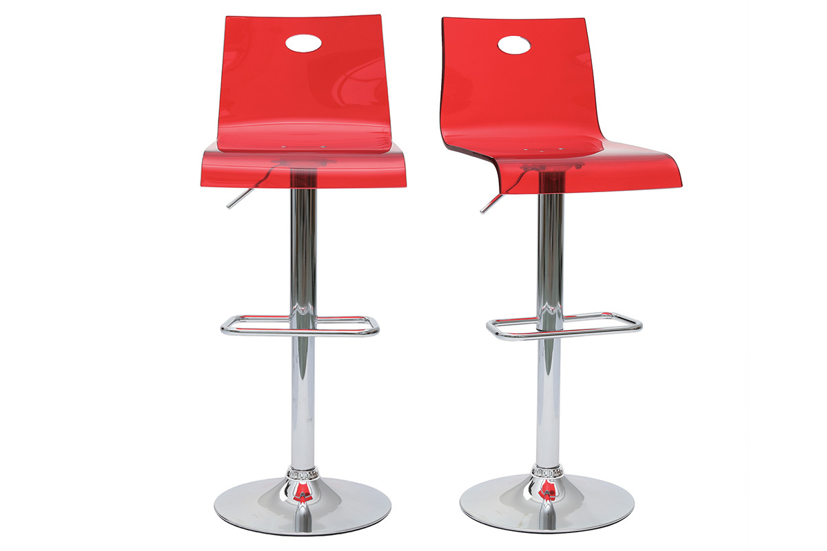 Design-Barhocker SATURN Plexiglas Rot transparent (2 Stck.)