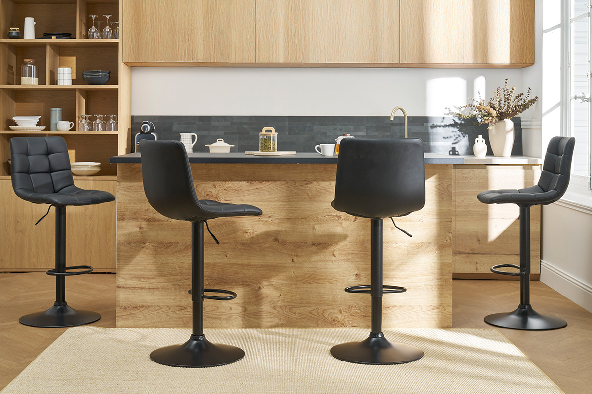 Design-Barhocker schwarz (2er-Set) MAXWELL