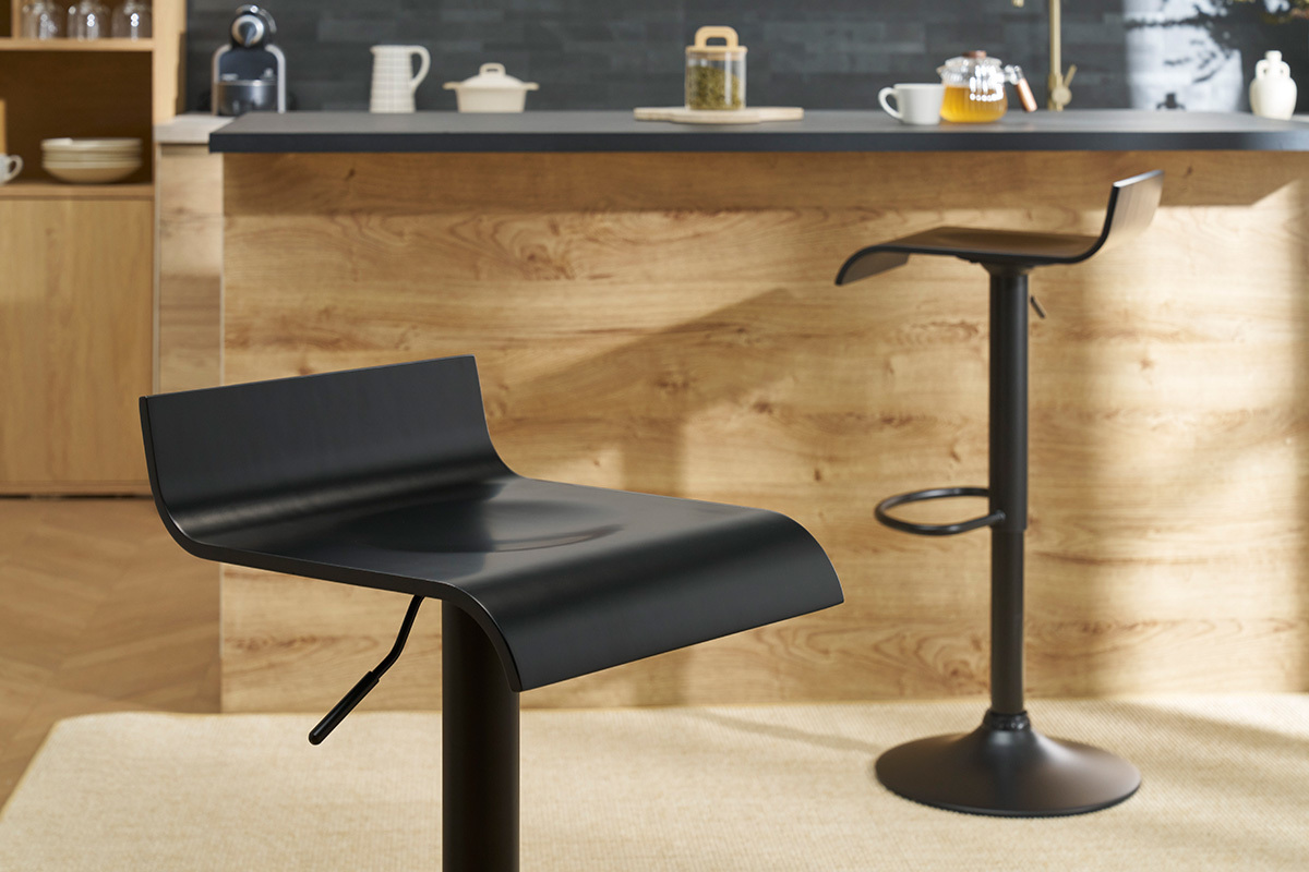 Design-Barhocker schwarz (2er-Set) SURF
