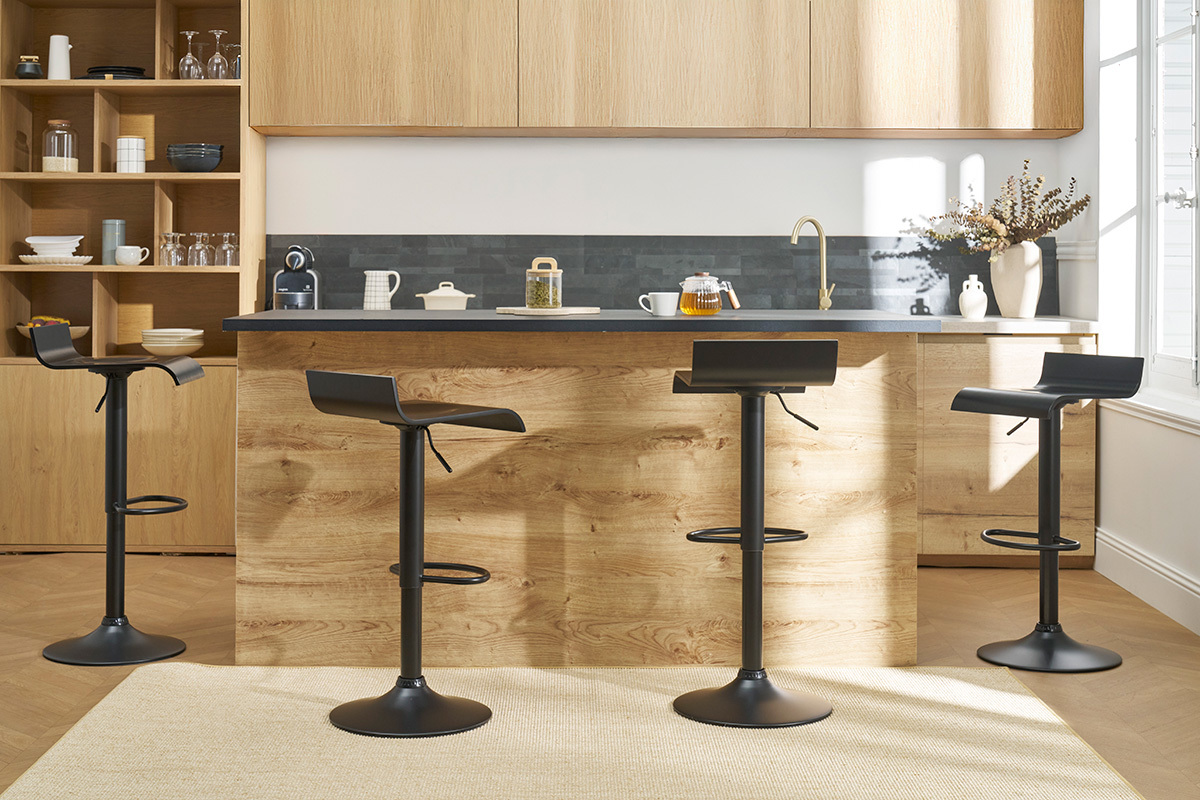 Design-Barhocker schwarz (2er-Set) SURF
