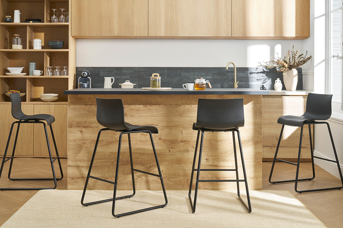 Design-Barhocker Schwarz 65cm (2er-Set) ONA