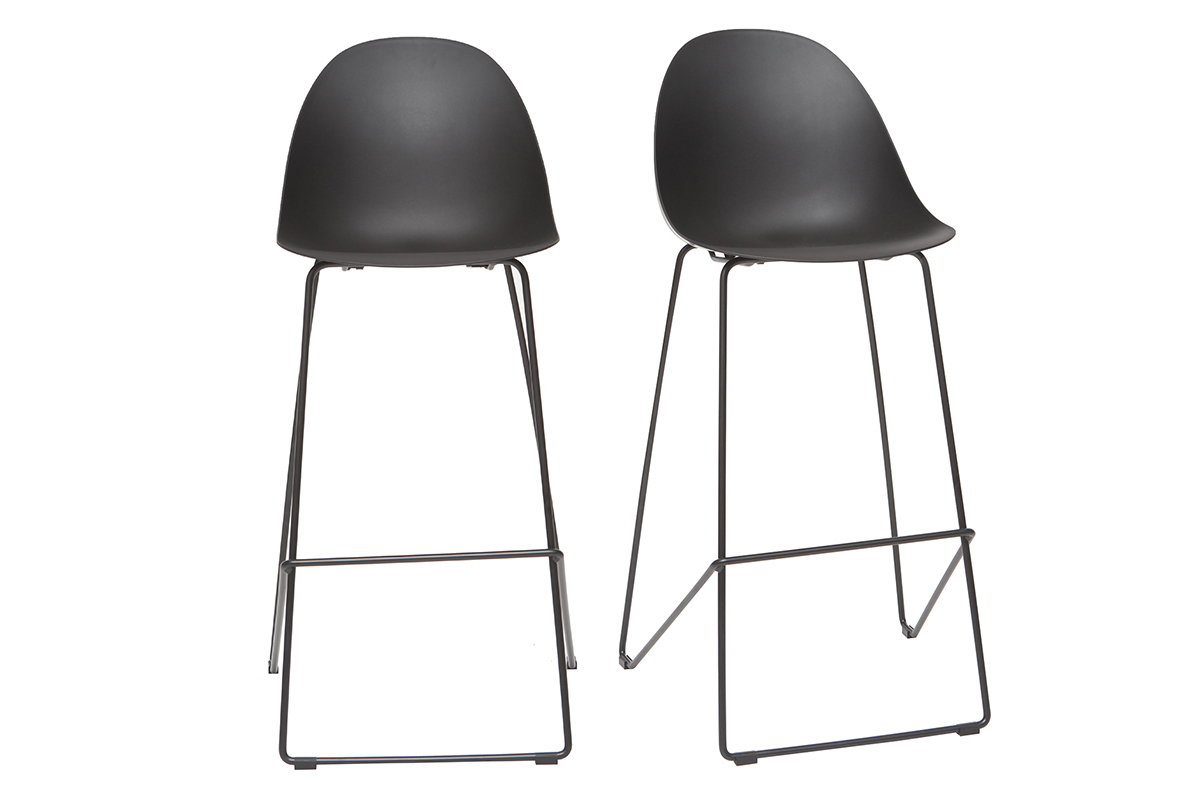 Design-Barhocker Schwarz 77cm (2er-Satz) CONCHA