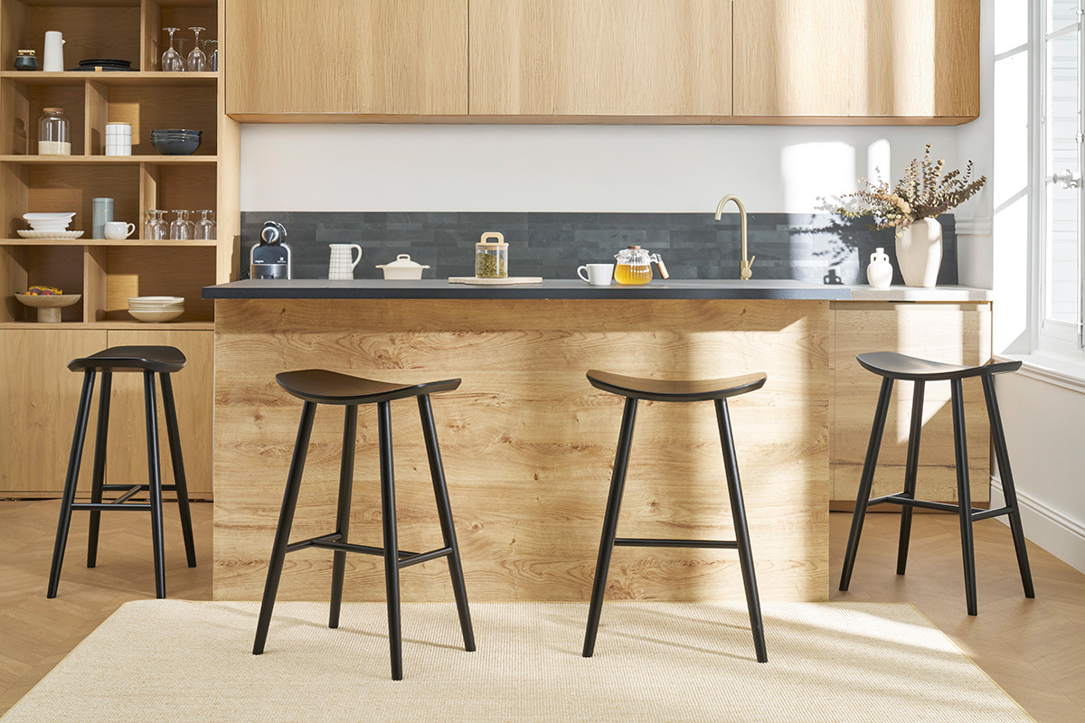 Design Barhocker schwarz DEMORY